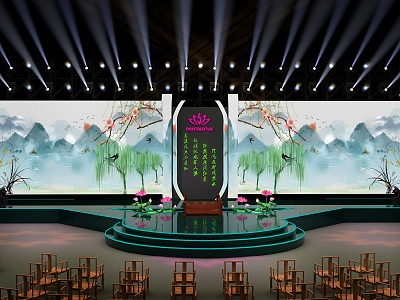 中式舞臺舞美3D模型設計 傳統與現代的交融